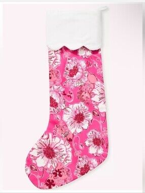 Lilly Pulitzer Sun Shell Pink Feeling Poppy Christmas Stocking Limited Edition